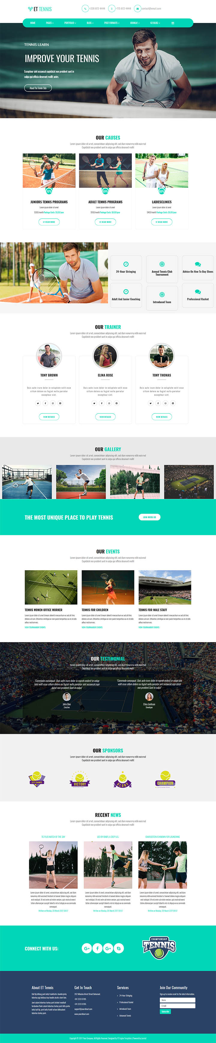 Joomla шаблон EngineTemplates Tennis