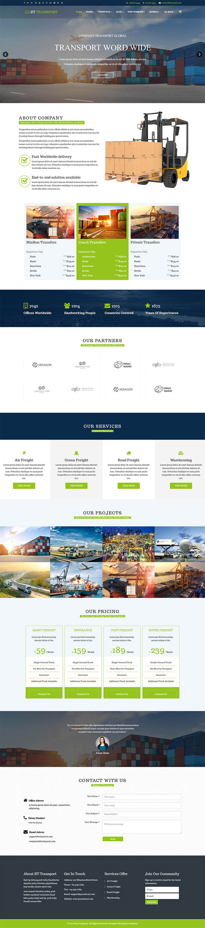 Joomla шаблон EngineTemplates Transport