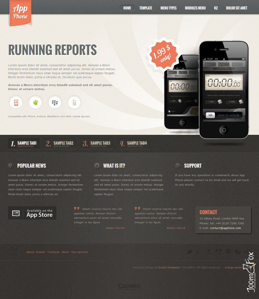 Joomla шаблон GavickPro appPhone