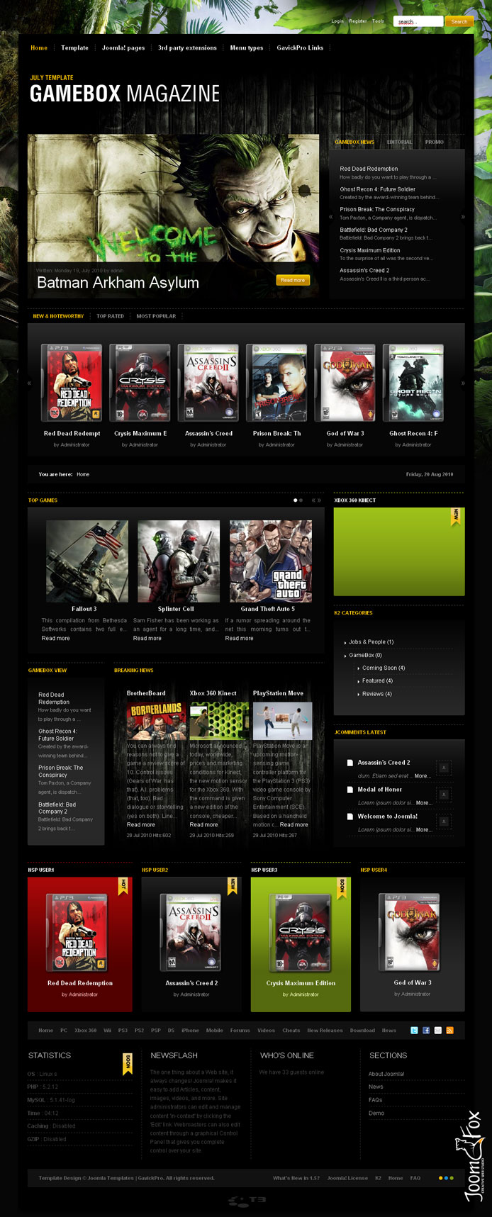 Joomla шаблон GavickPro Gamebox
