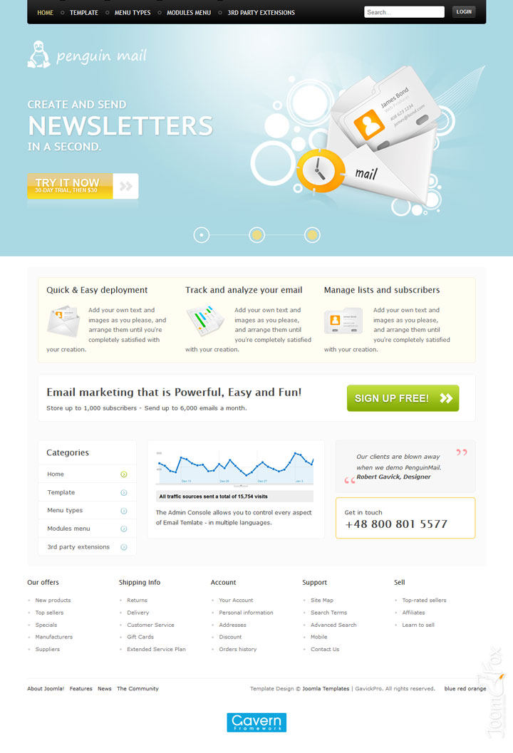 Joomla шаблон GavickPro penguinMail