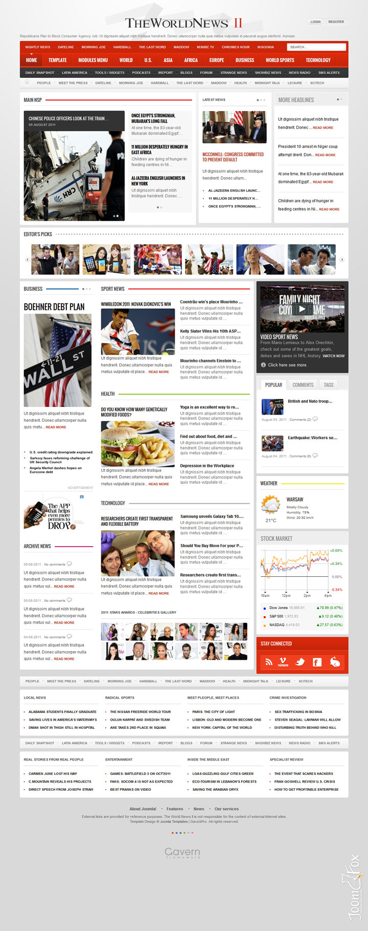 Joomla шаблон GavickPro The World News II