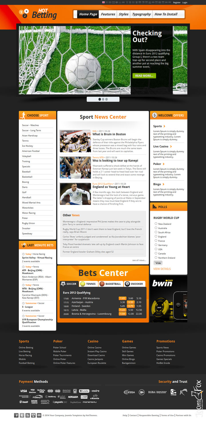 Joomla шаблон HotThemes Betting