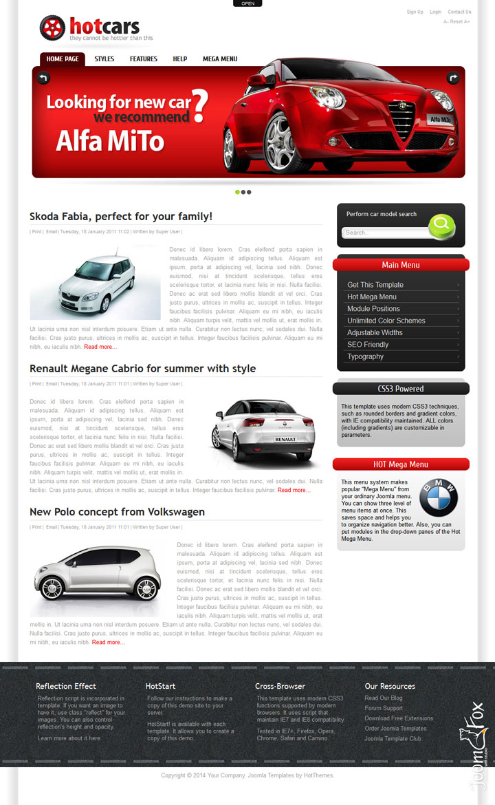 Joomla шаблон HotThemes Cars