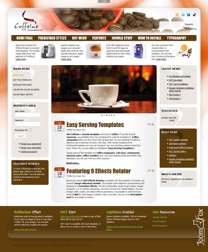 Joomla шаблон HotThemes Coffeine