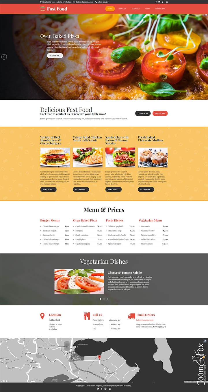 Joomla шаблон HotThemes Fast Food