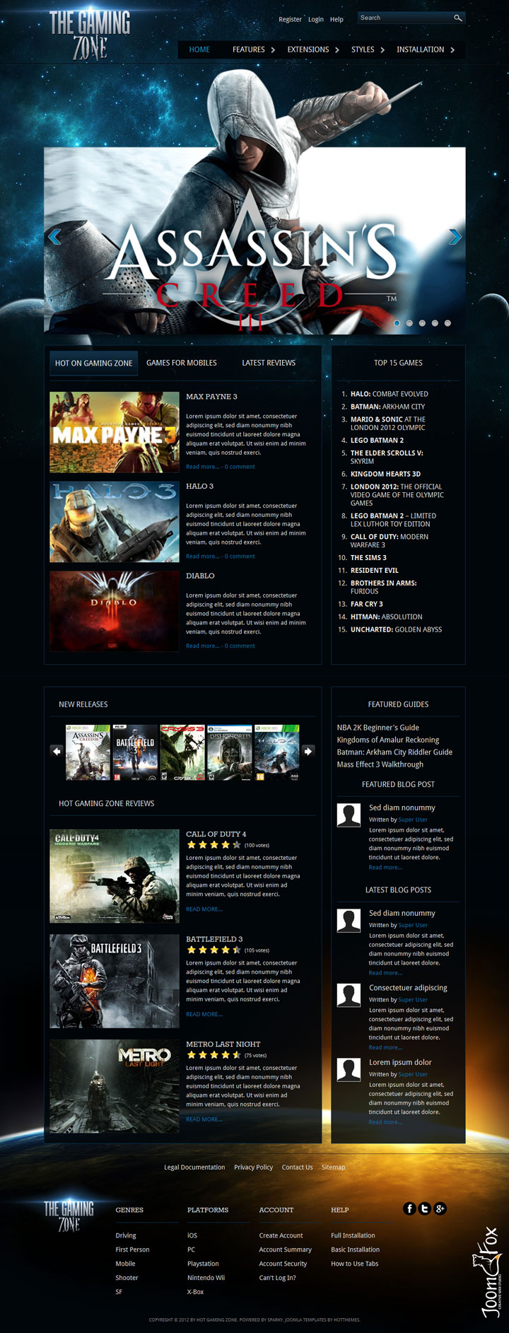 Joomla шаблон HotThemes Gaming Zone