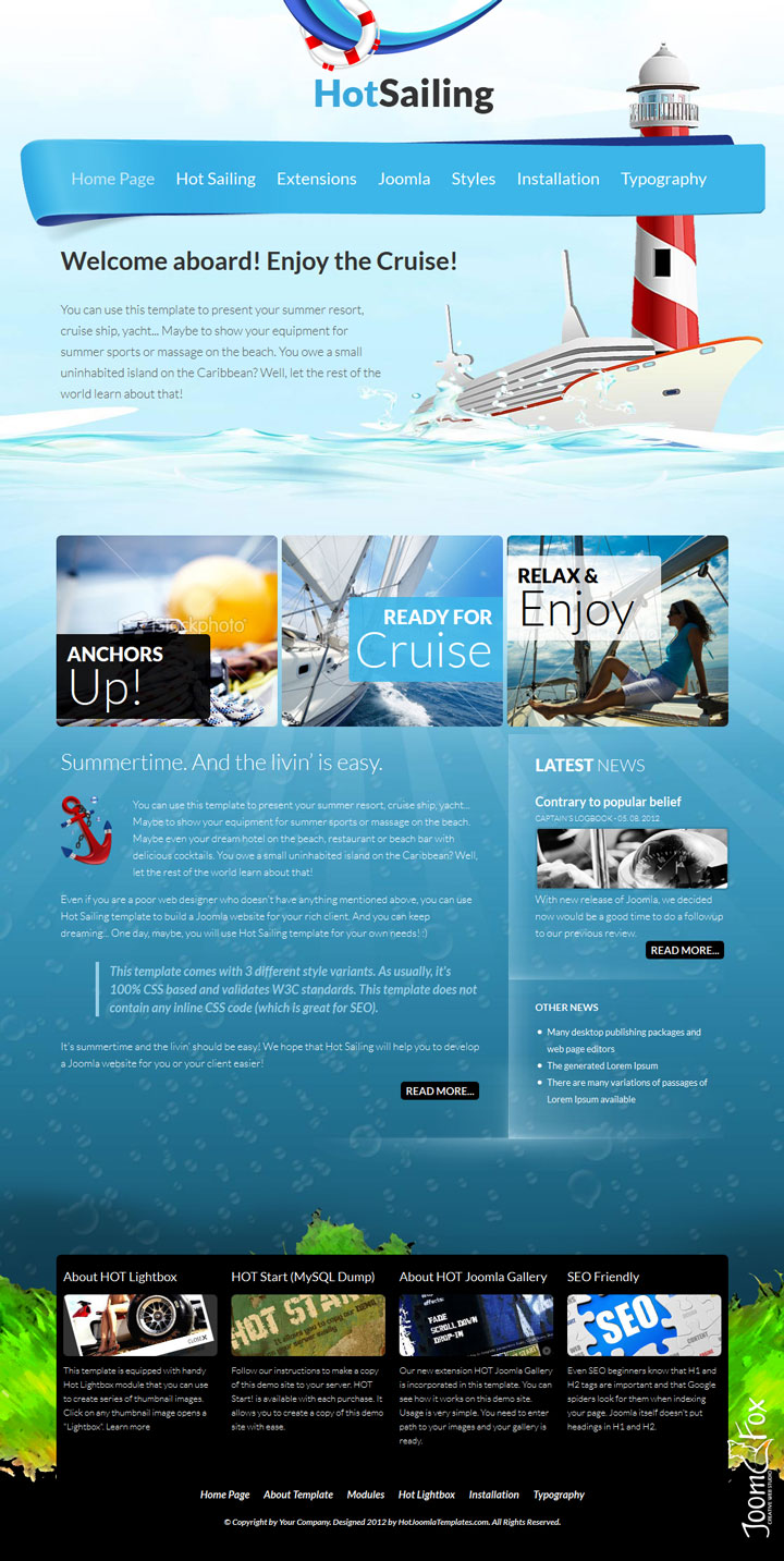 Шаблон HotThemes Sailing Joomla шаблон HotThemes Sailing
