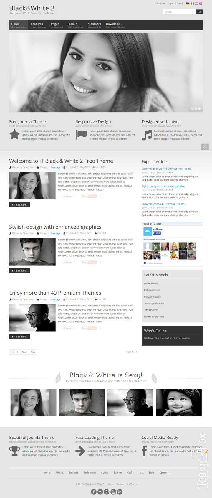 Joomla шаблон IceTheme Black & White 2