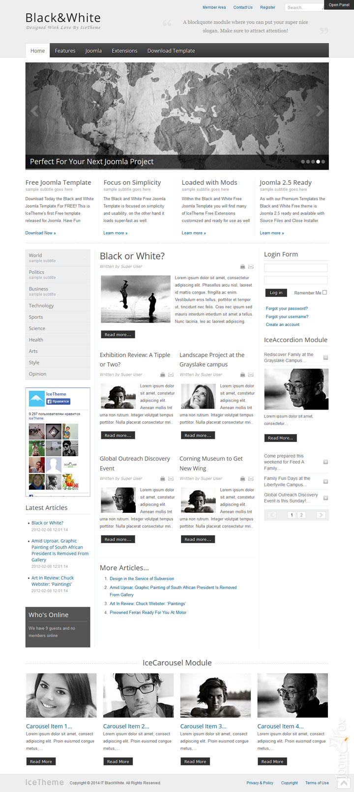 Joomla шаблон IceTheme Black & White