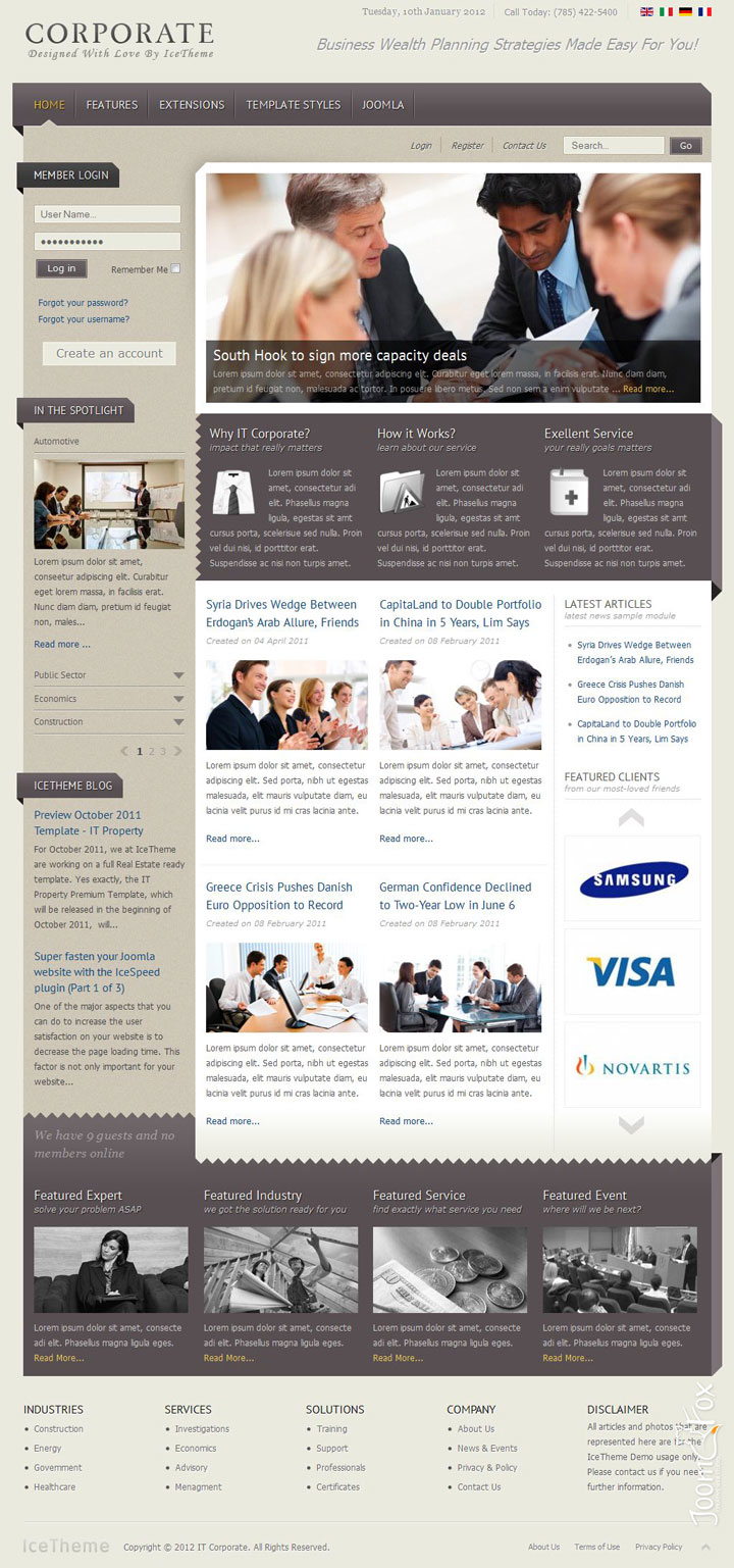 Joomla шаблон IceTheme Corporate