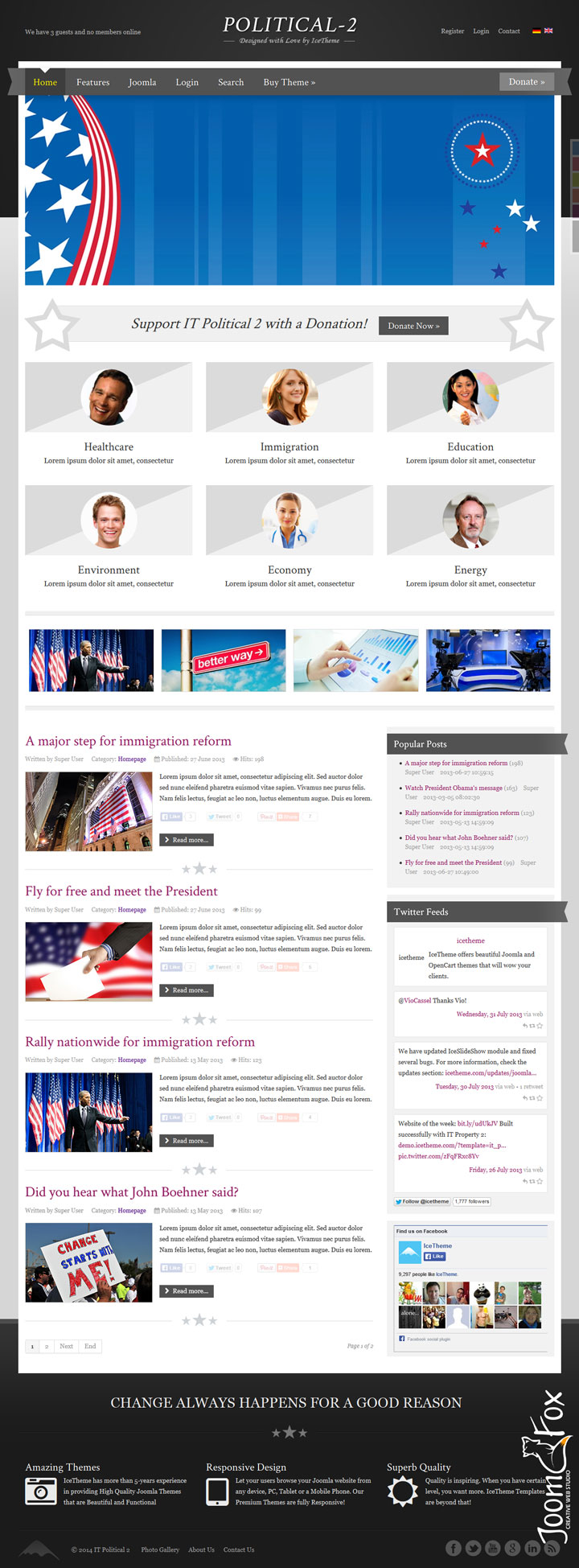 Joomla шаблон IceTheme Political 2