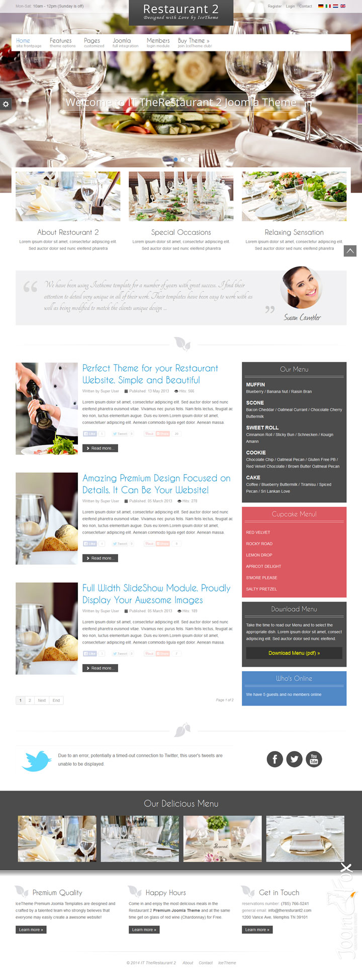 Joomla шаблон IceTheme TheRestaurant 2