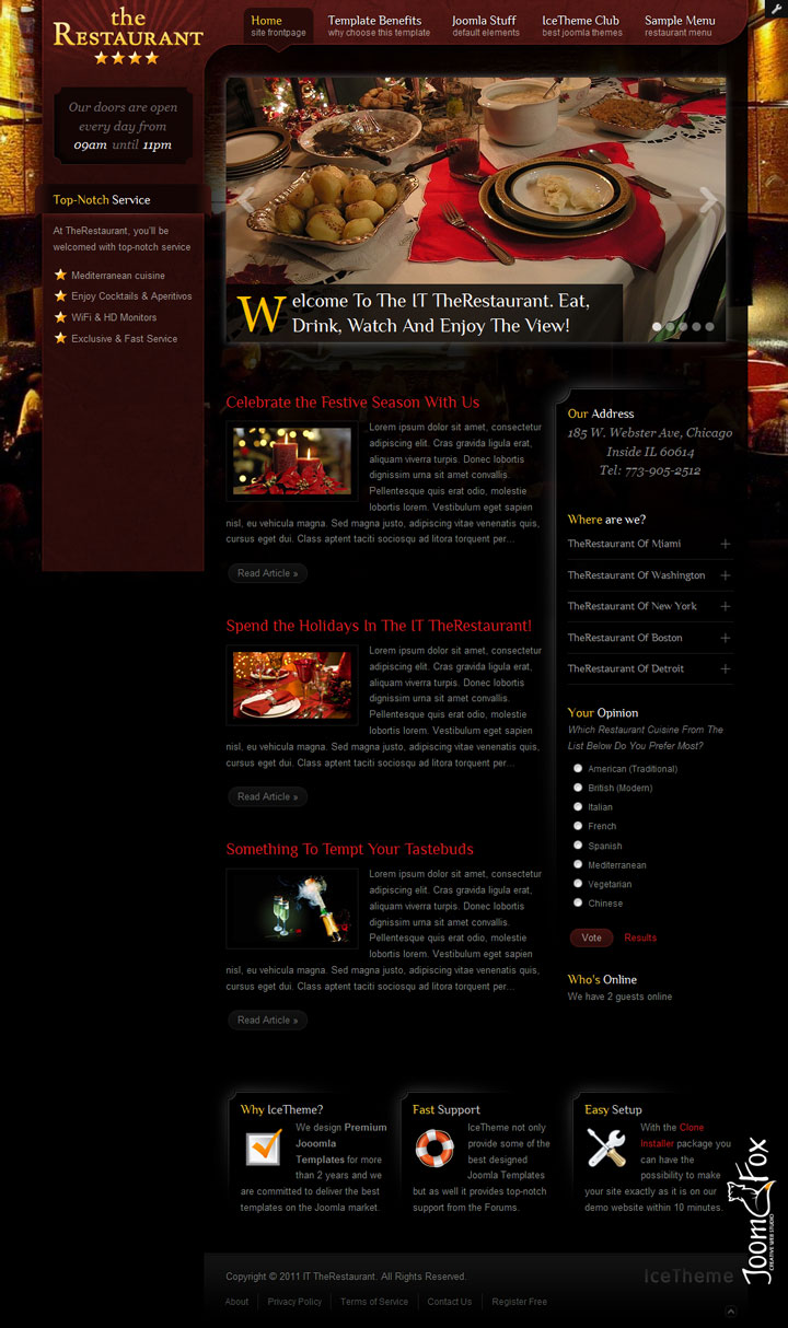 Joomla шаблон IceTheme TheRestaurant