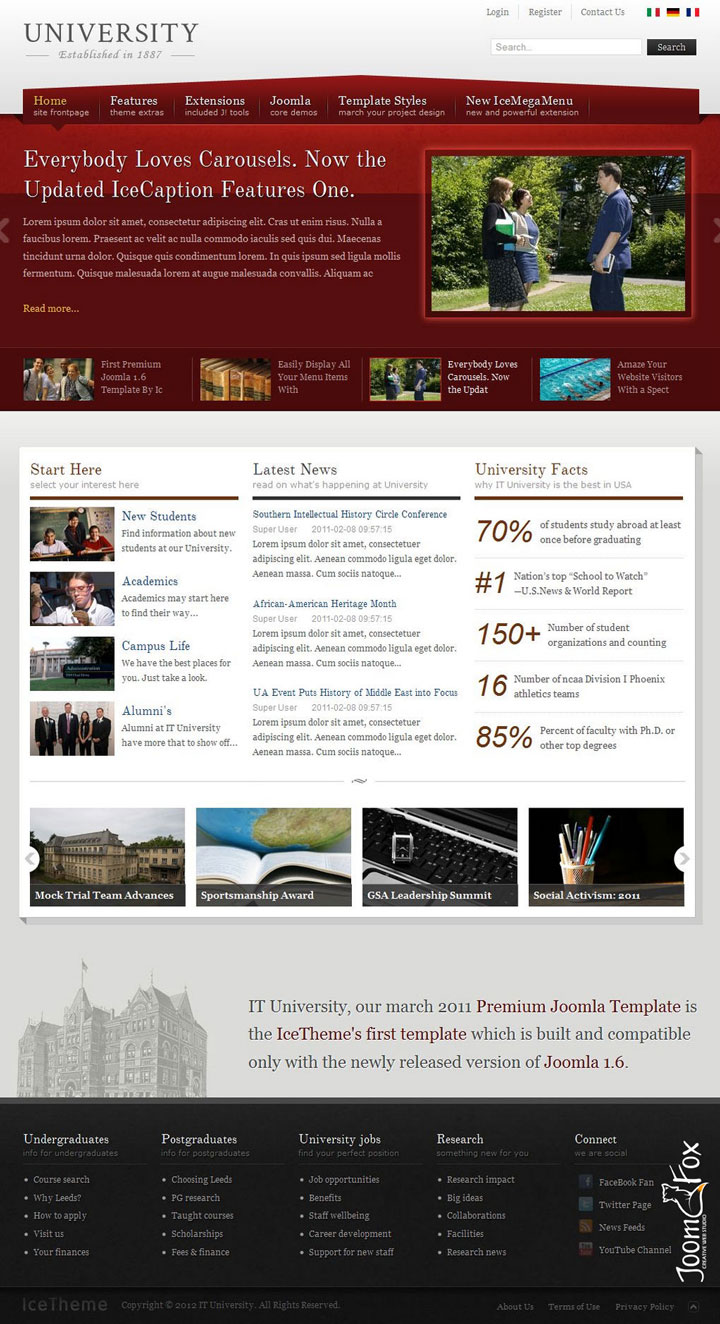 Joomla шаблон IceTheme University