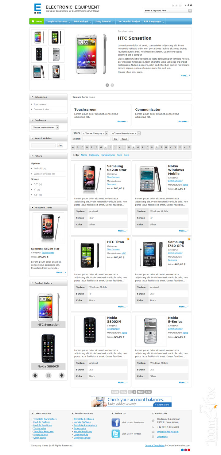 Joomla шаблон Joomla-Monster Electronic Equipment