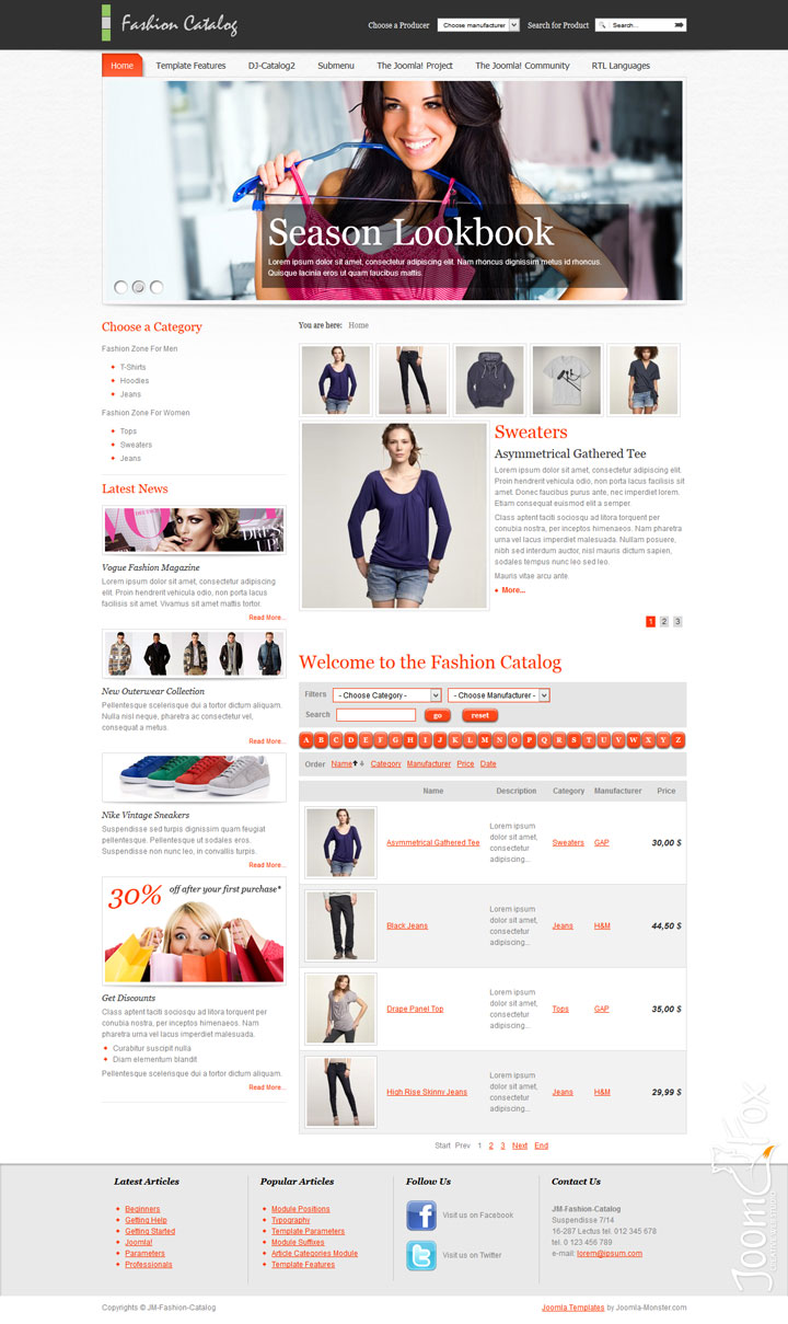 Joomla шаблон Joomla-Monster Fashion Catalog