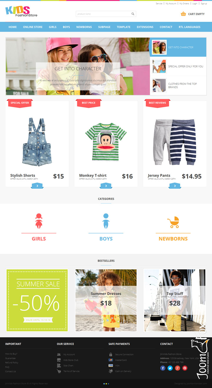 Joomla шаблон Joomla-Monster Kids Fashion Store