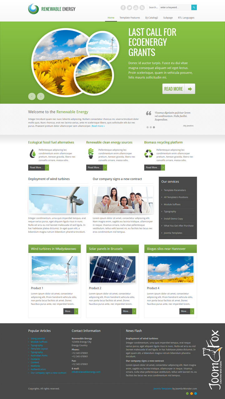 Joomla шаблон Joomla-Monster Renewable Energy