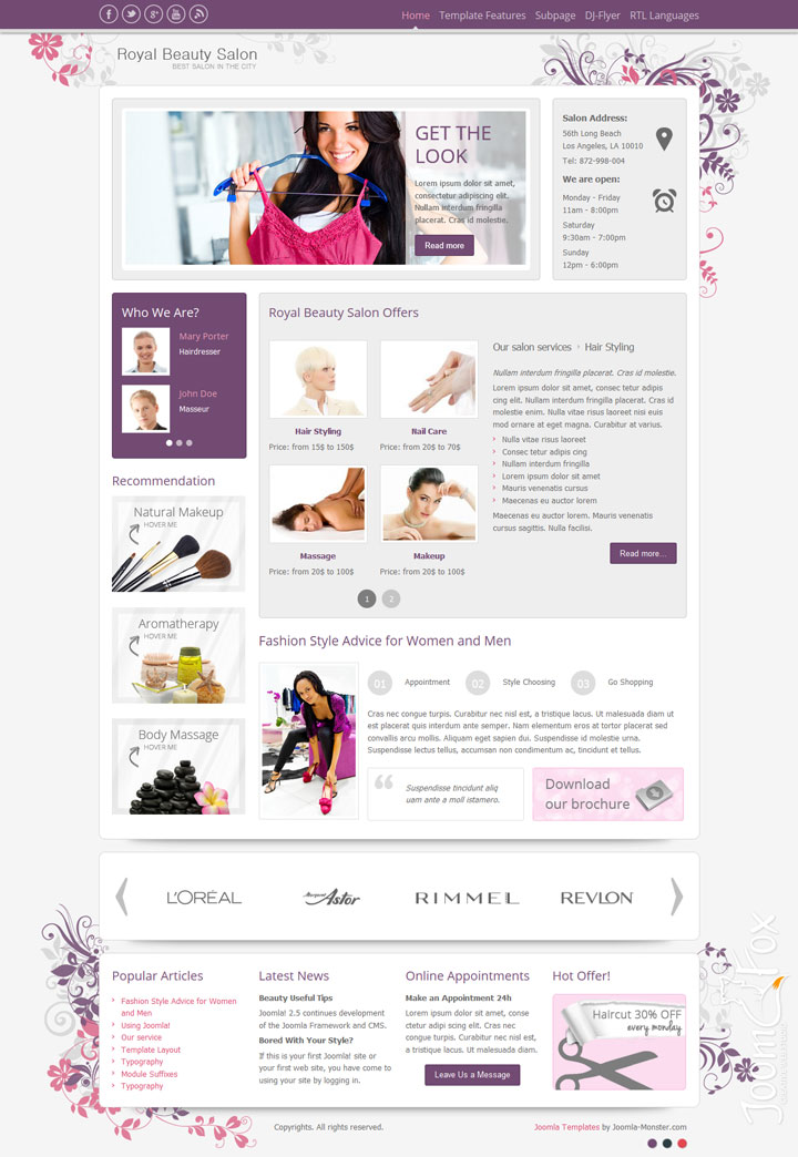 Joomla шаблон Joomla-Monster Royal Beauty Salon