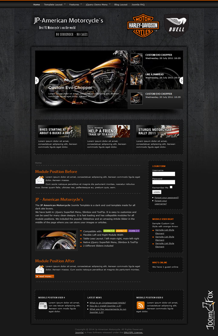 Joomla шаблон JoomlaPlates American Motorcycle