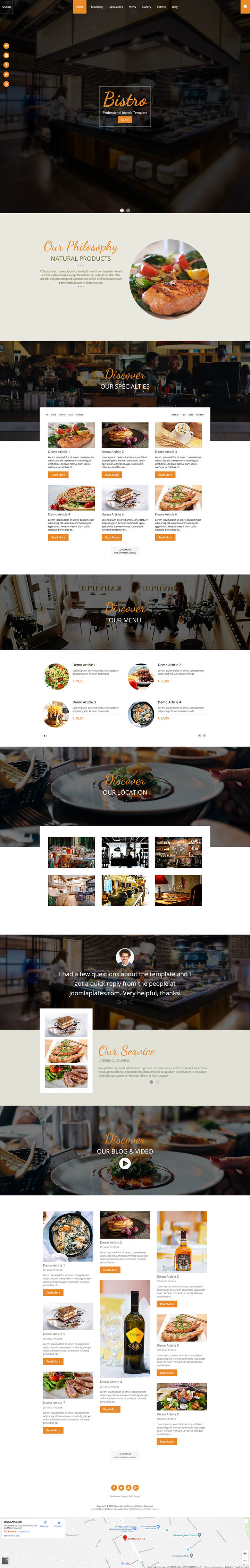 Joomla шаблон JoomlaPlates Bistro