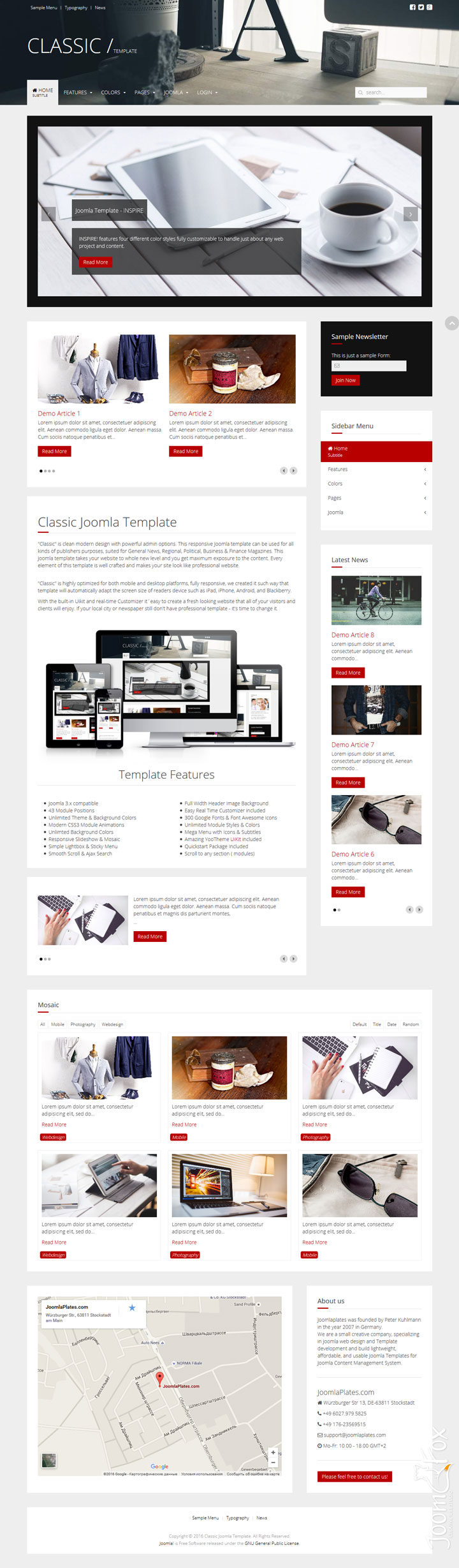 Joomla шаблон JoomlaPlates Classic