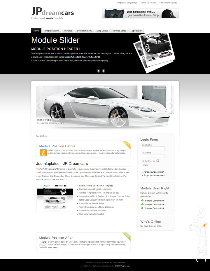 Joomla шаблон JoomlaPlates Dreamcars