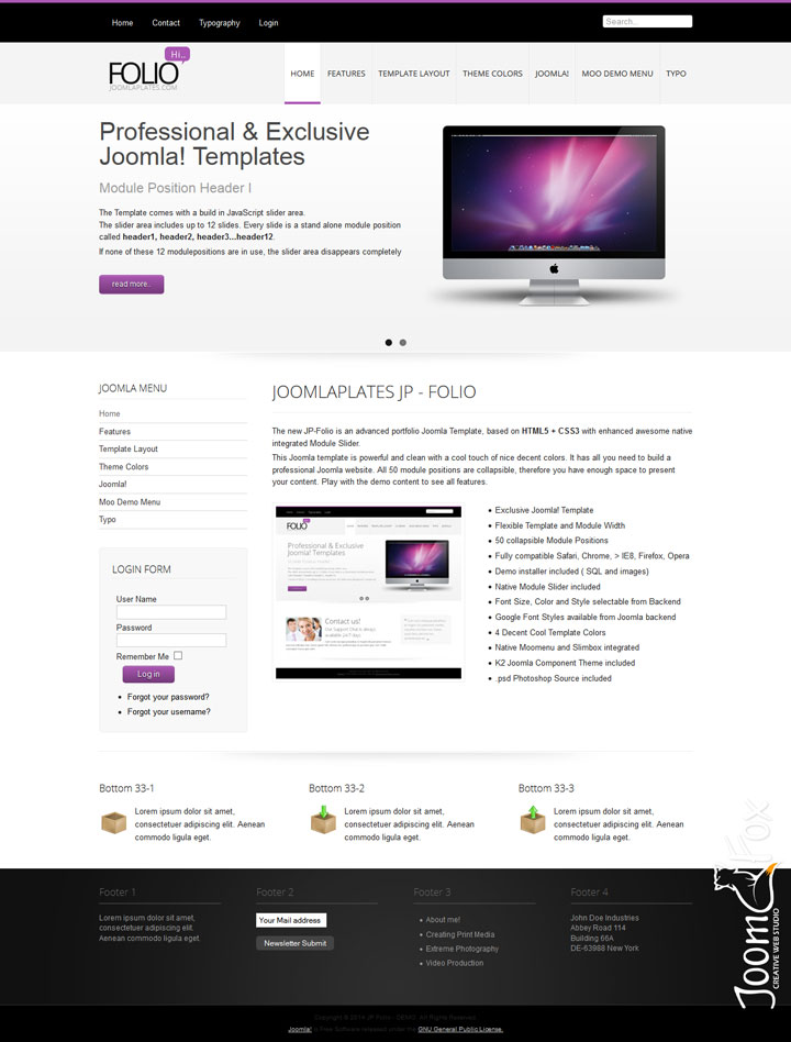 Joomla шаблон JoomlaPlates Folio