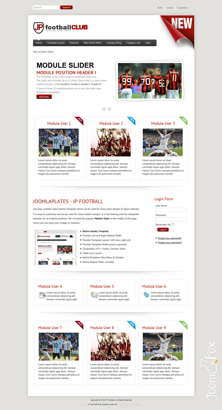 Joomla шаблон JoomlaPlates Football
