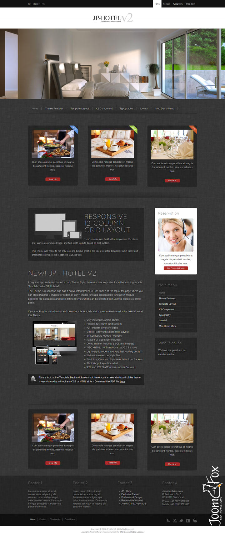 Joomla шаблон JoomlaPlates Hotel v2