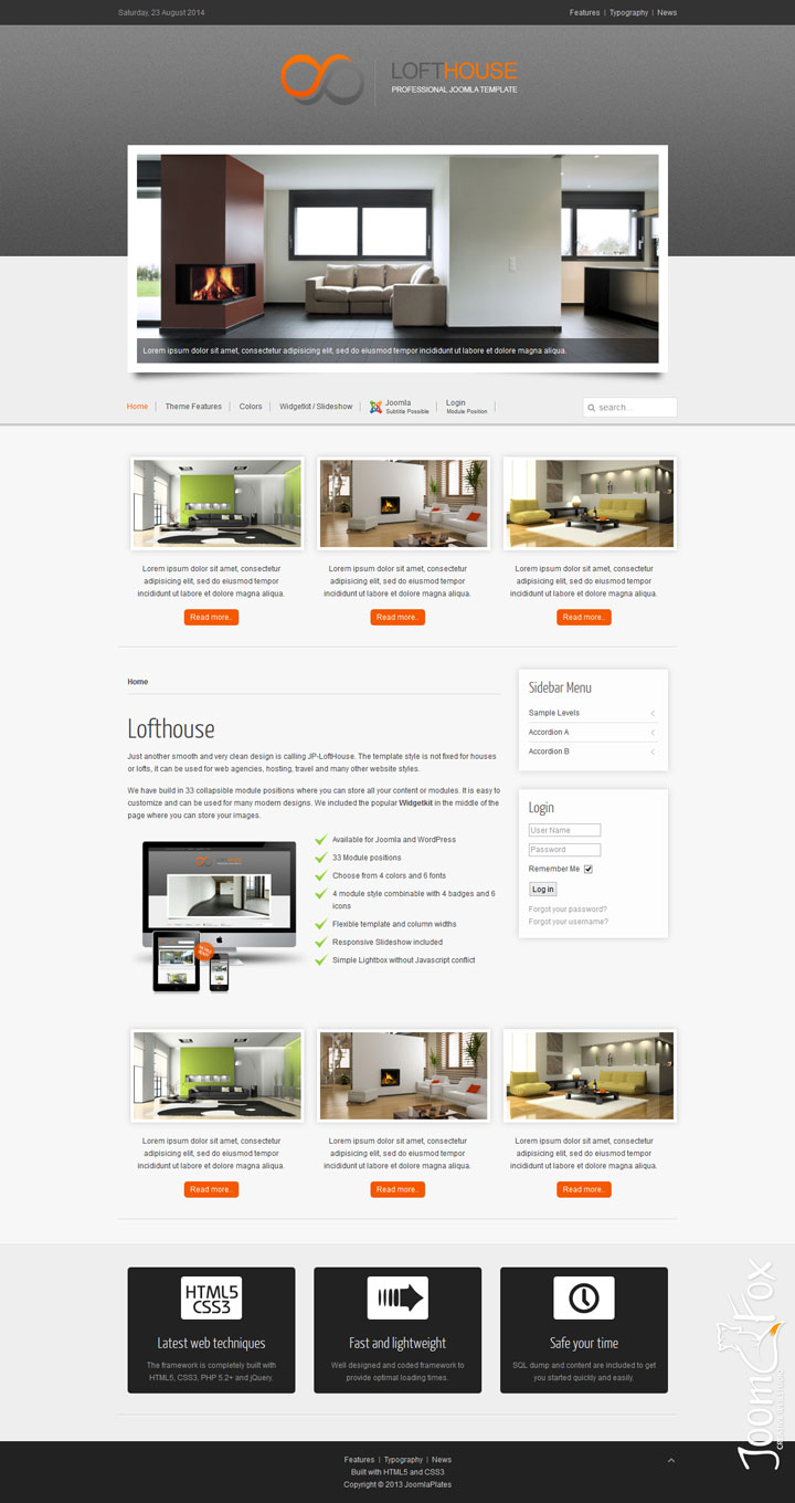 Joomla шаблон JoomlaPlates Lofthouse