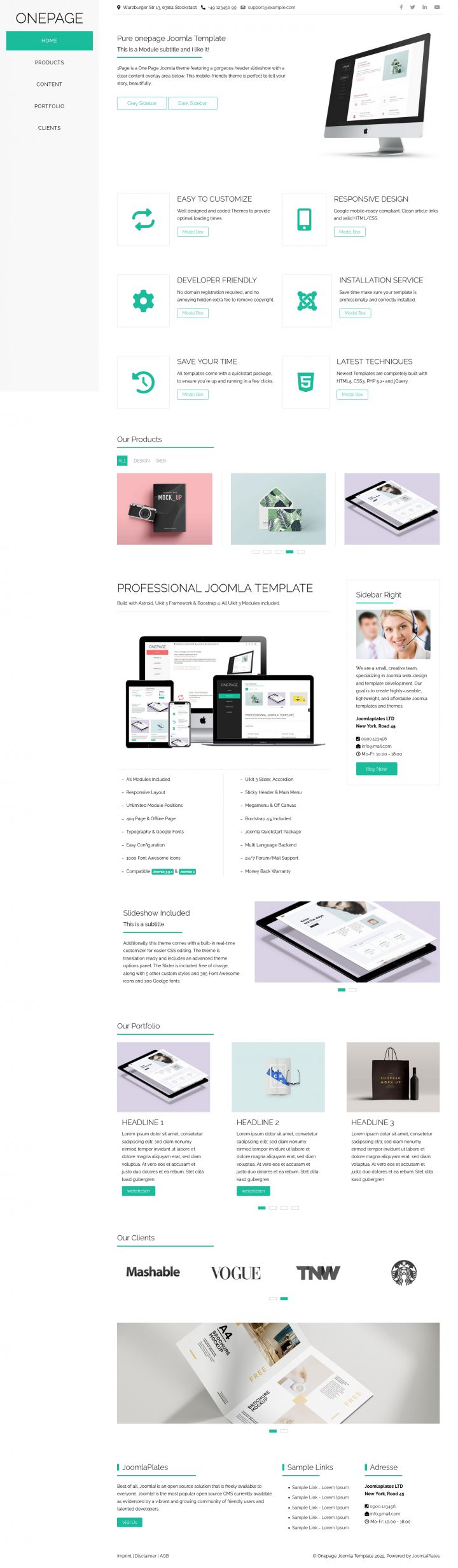 Joomla шаблон JoomlaPlates Onepage