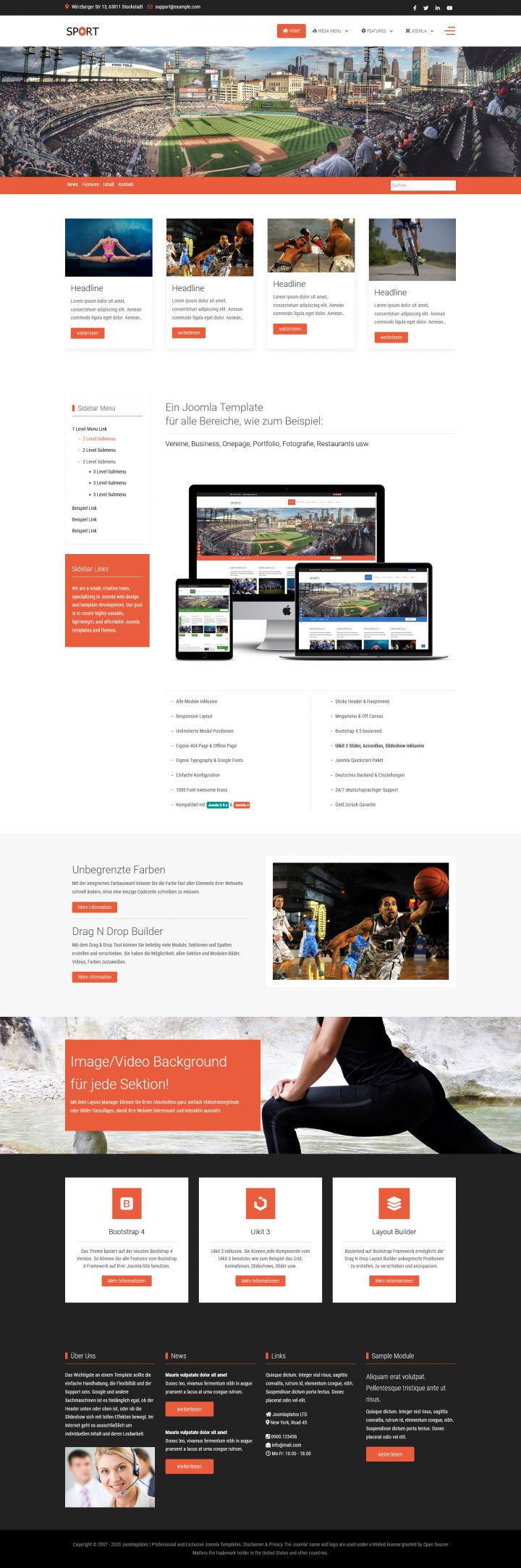 Joomla шаблон JoomlaPlates Sport