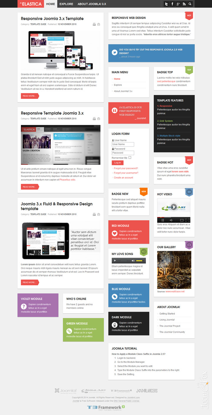 Joomla шаблон JoomlArt Elastica