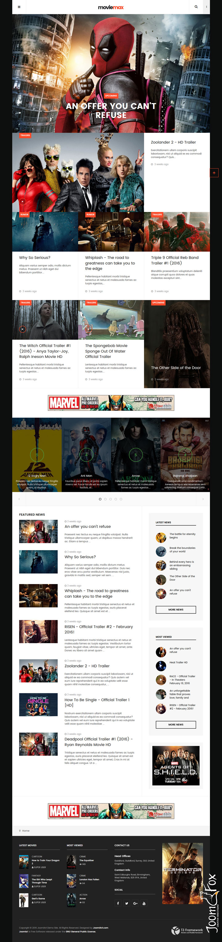 Joomla шаблон JoomlArt Moviemax