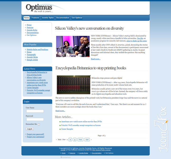 Joomla шаблон JoomlaShack Optimus