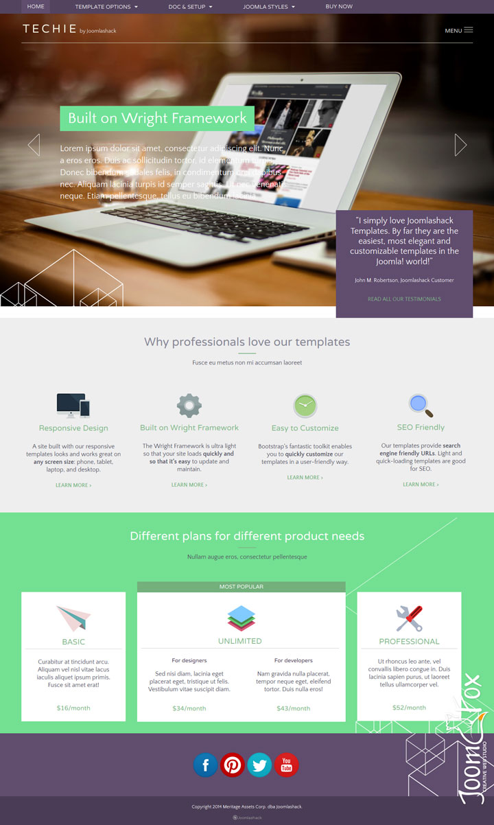 Joomla шаблон JoomlaShack Techie