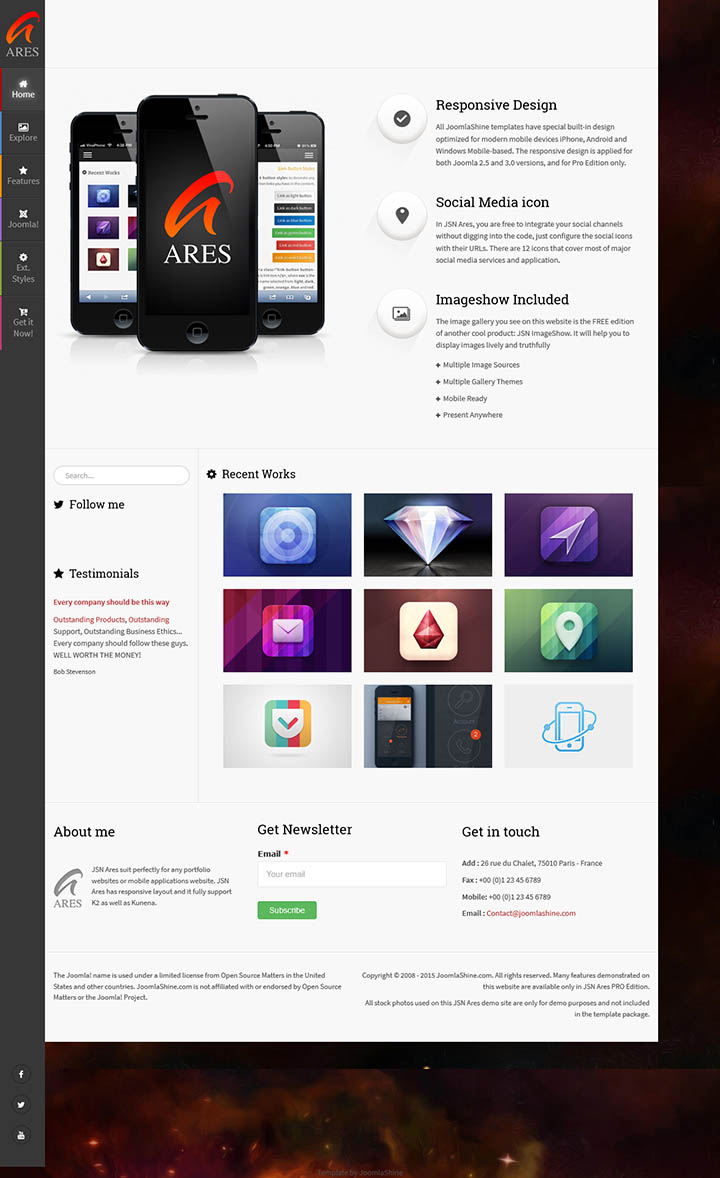 Joomla шаблон JoomlaShine Ares 2