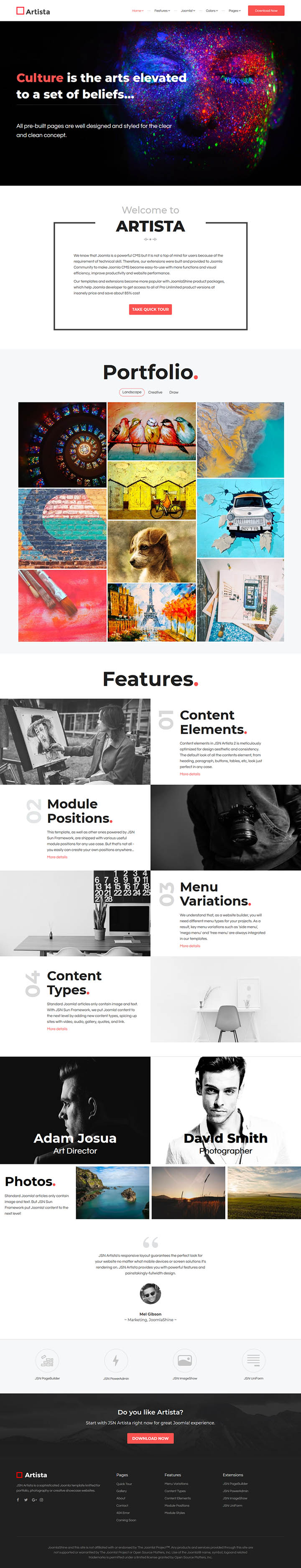Joomla шаблон JoomlaShine Artista 2