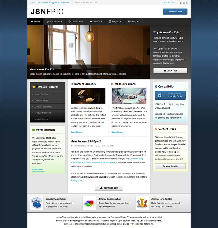 Joomla шаблон JoomlaShine Epic 2