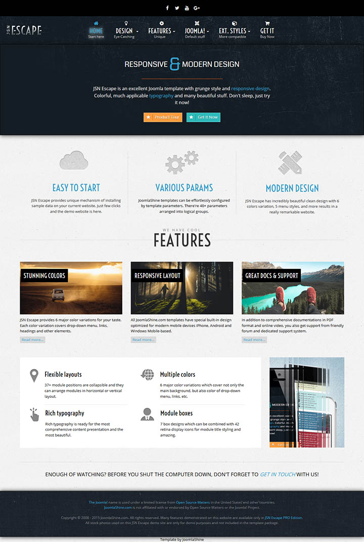 Joomla шаблон JoomlaShine Escape 2