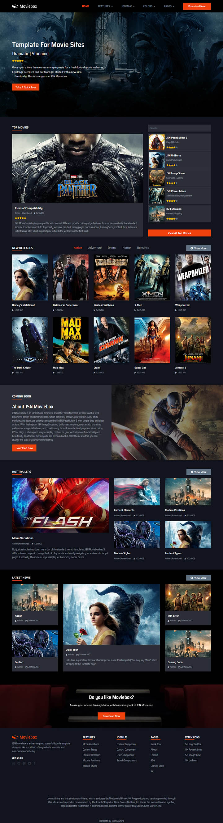 Joomla шаблон JoomlaShine Moviebox