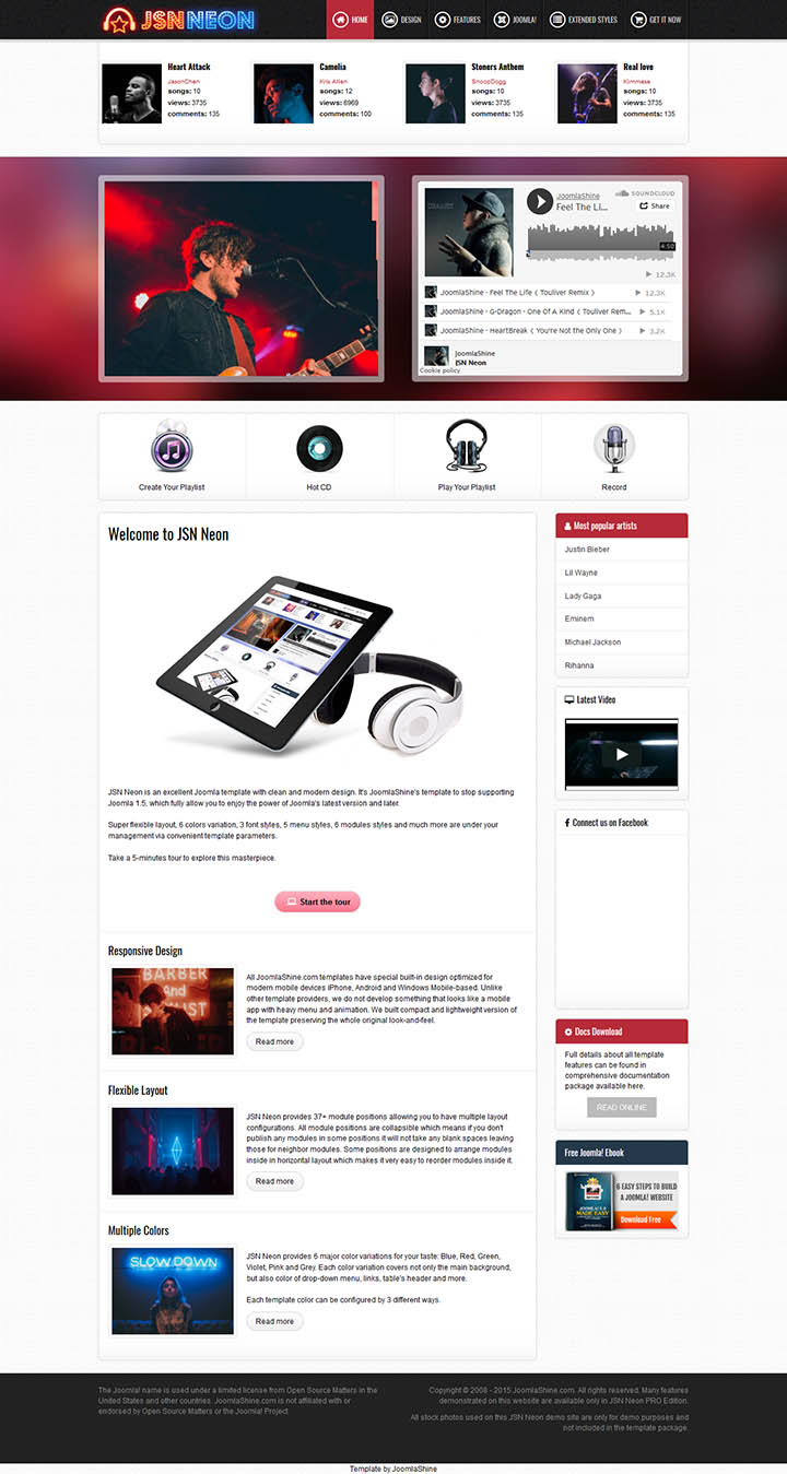 Joomla шаблон JoomlaShine Neon 2