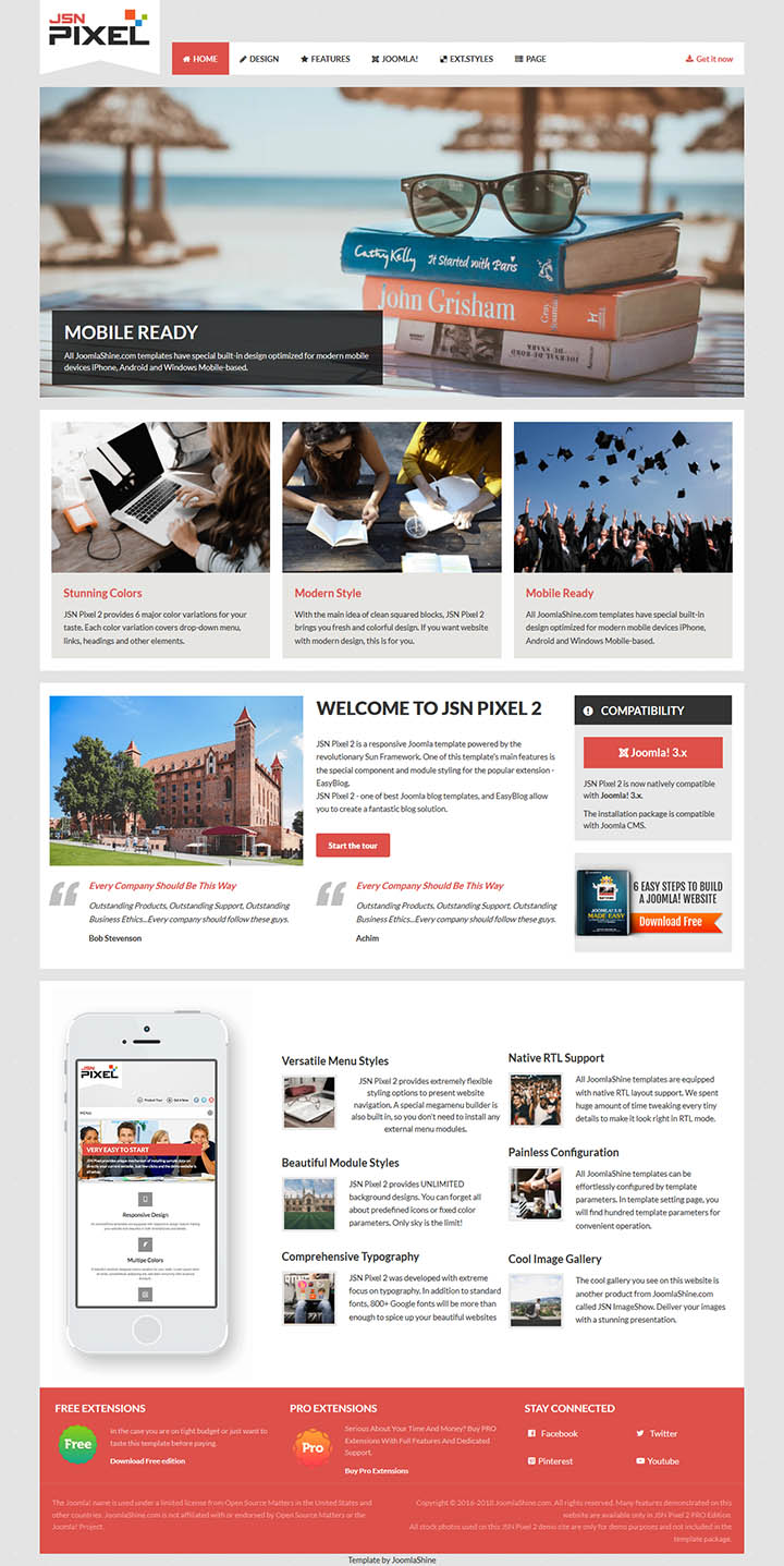 Joomla шаблон JoomlaShine Pixel 2