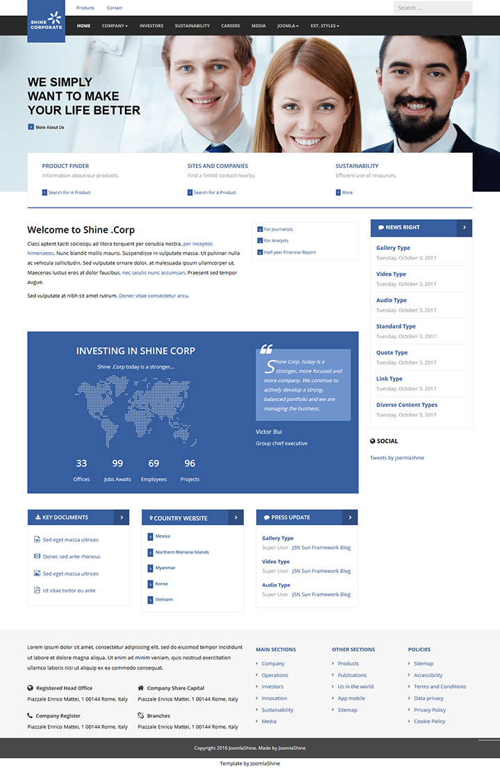 Joomla шаблон JoomlaShine Shine Corporate