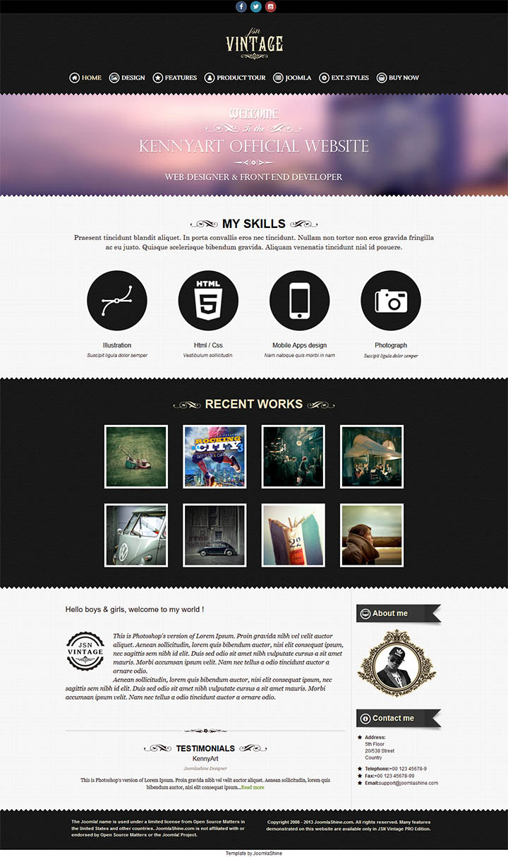 Joomla шаблон JoomlaShine Vintage 2
