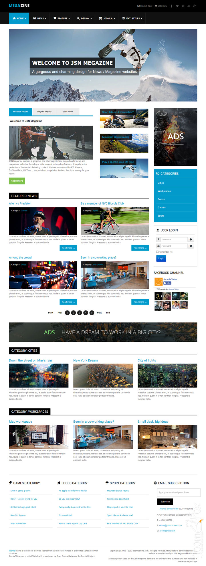 Joomla шаблон JoomlaShine Megazine