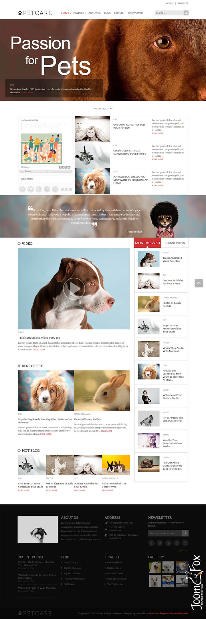 Joomla шаблон JoomlaUX Petcare