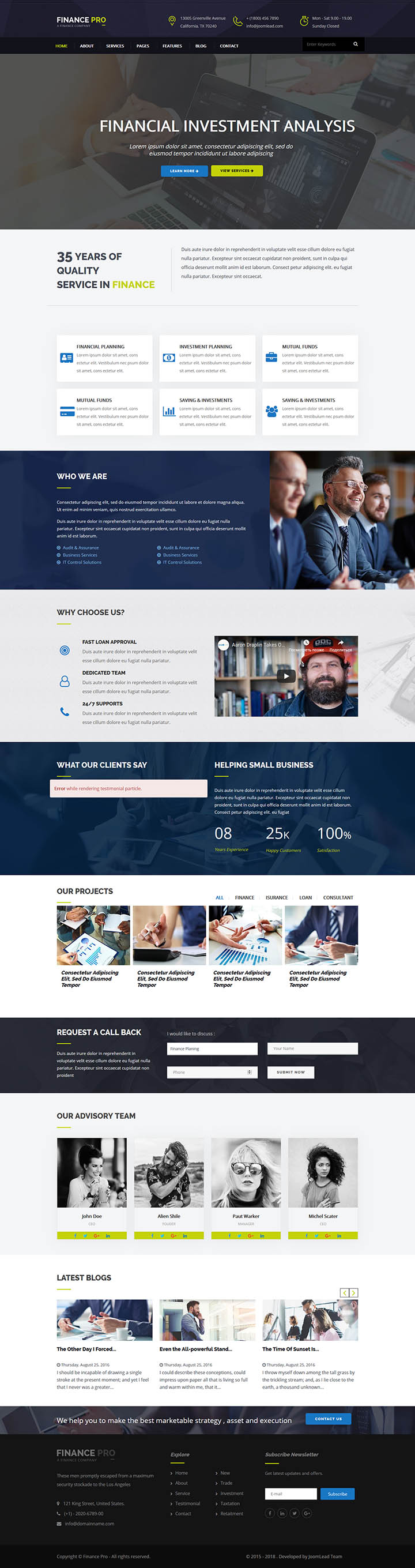 Joomla шаблон JoomLead FinancePro